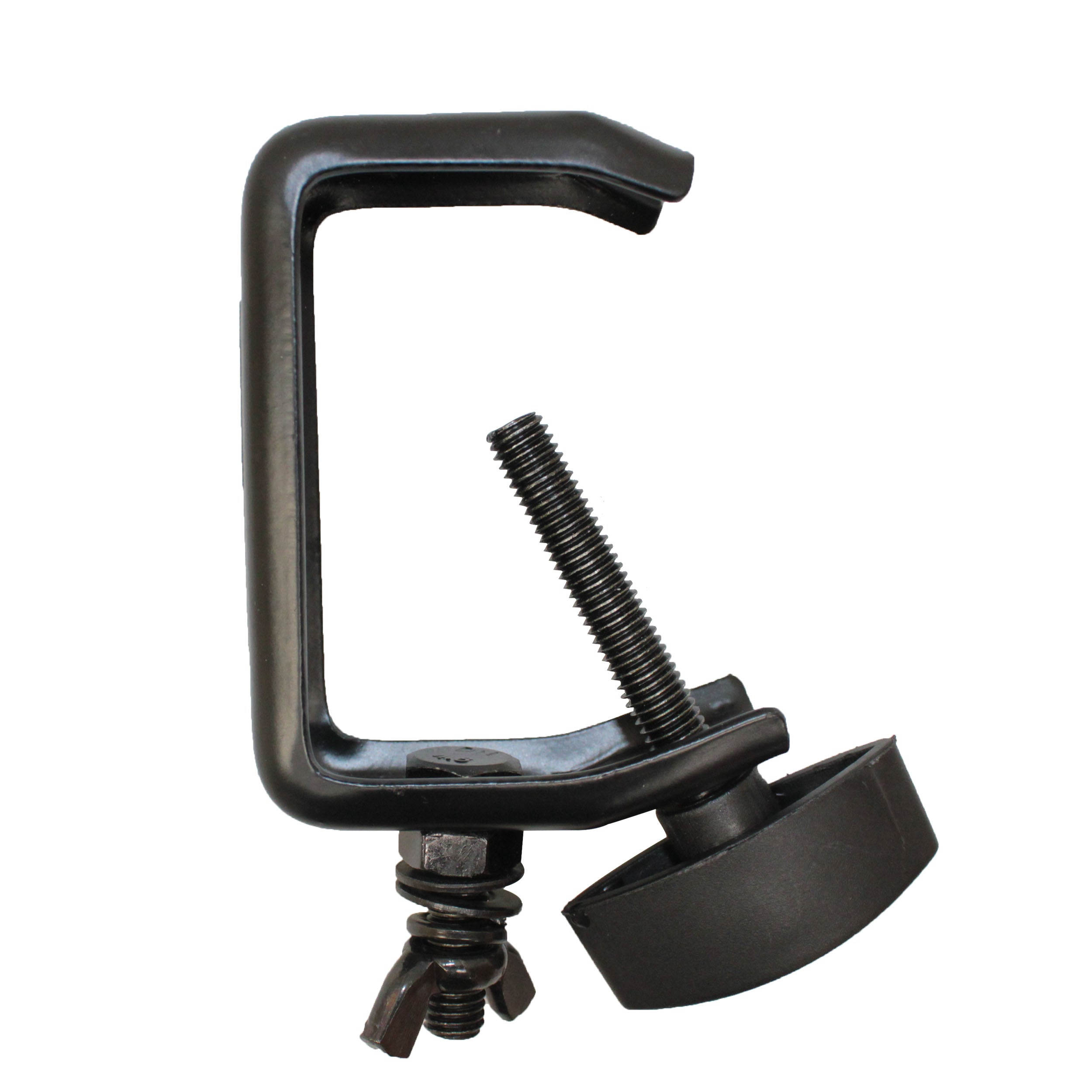 Light Duty Aluminum C Style M10 Clamp with Flat Thumbscrew for 2" Truss Tube Capacity 45 lbs Black Finish