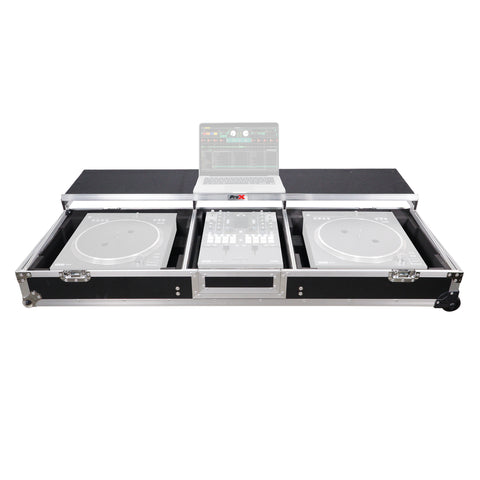 DJ Coffin Flight Case for (2) 1200 Style Turntables 10-inch 12-inch Mixers with Sliding Laptop Shelf and