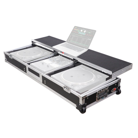 DJ Coffin Flight Case for (2) 1200 Style Turntables 10-inch 12-inch Mixers with Sliding Laptop Shelf and