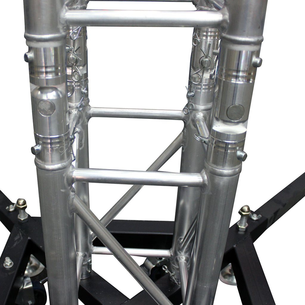 Truss Tower Stage Roofing System Package -Top Block | Hinges | Base | Outriggers and 3.28 Ft. 2 mm Wall Truss Segment