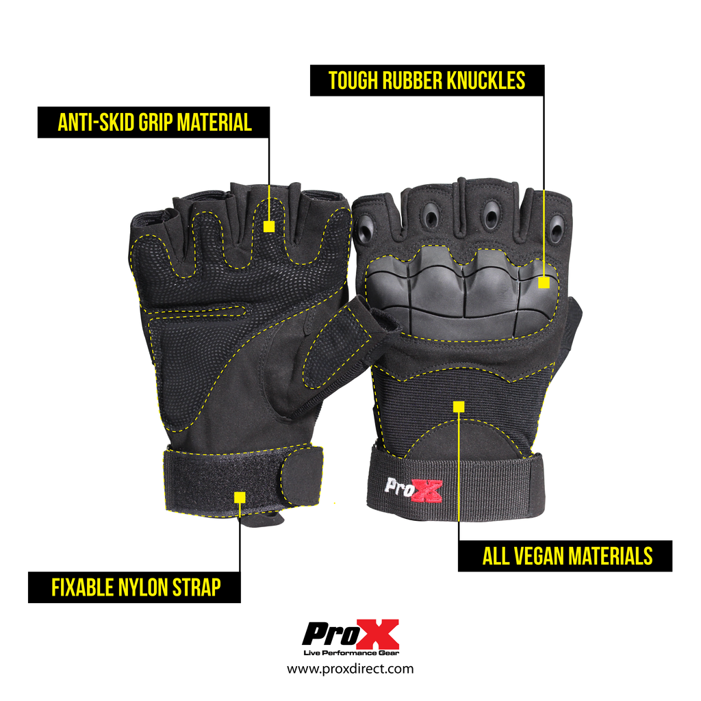 X-GRIPZ Hard Rubber Knuckle Fingerless Gloves - For Truss and Stage Performance