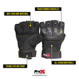 X-GRIPZ Hard Rubber Knuckle Fingerless Gloves - For Truss and Stage Performance