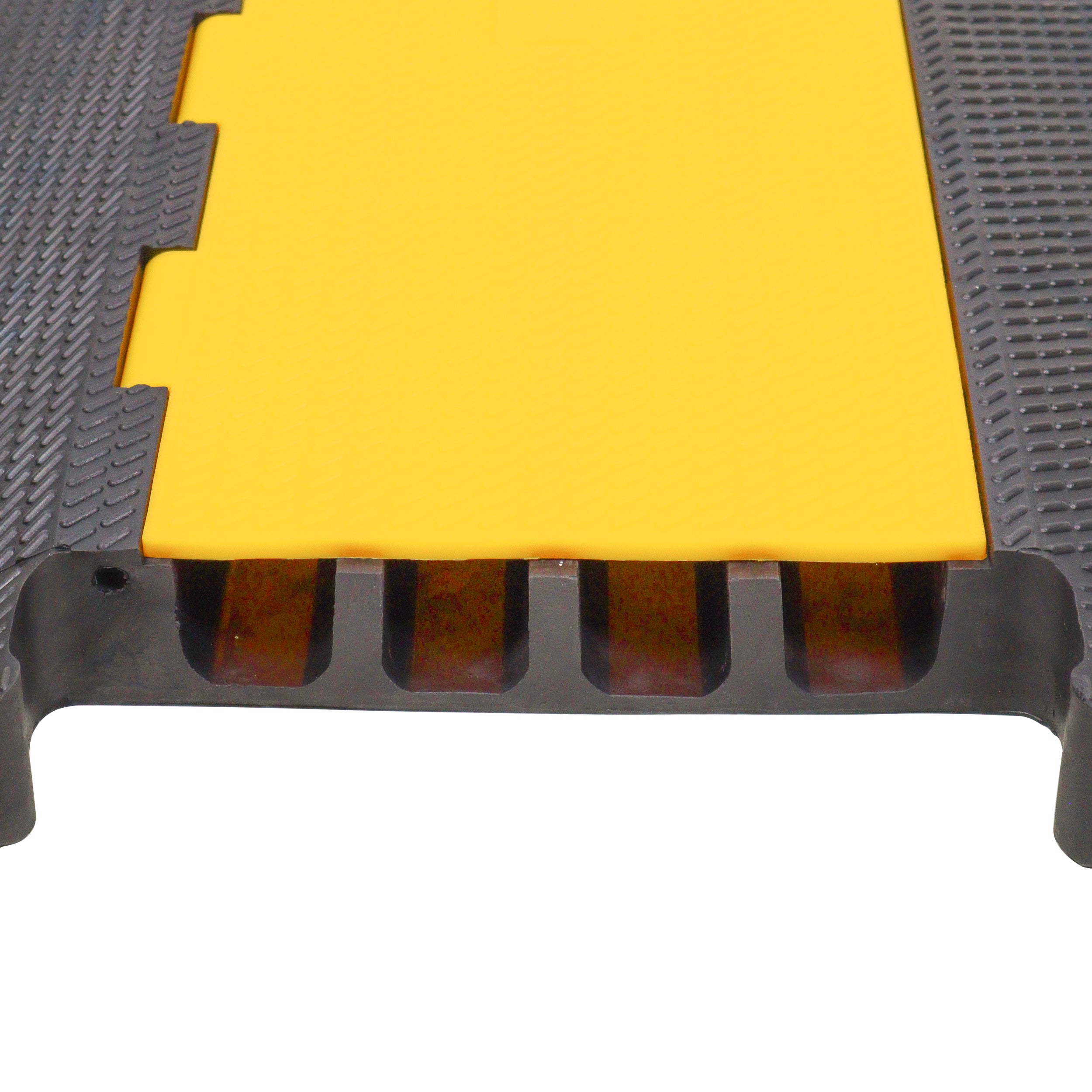 4-Channel Rubber Cable Protector Ramp Speed Bump Cover Indoor Outdoor – Supports up to 60 Tons