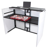 MESA MEDIA MK2 DJ Facade Table Workstation Includes TV Bracket Mount White & Black Scrims and Carry Bag