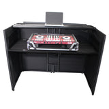 MESA MEDIA MK2 DJ Facade Table Workstation Includes TV Bracket Mount White & Black Scrims and Carry Bag