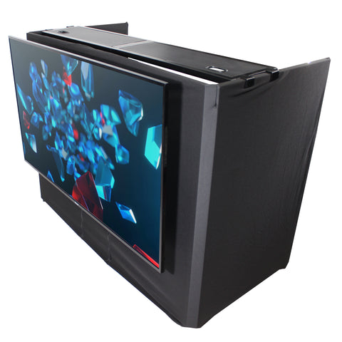 MESA MEDIA MK2 DJ Facade Table Workstation Includes TV Bracket Mount White & Black Scrims and Carry Bag