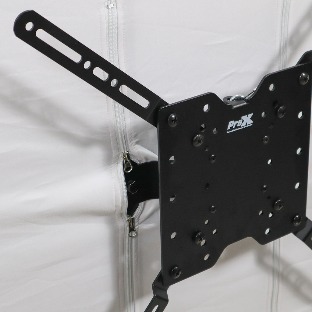 MESA MEDIA MK2 DJ Facade Table Workstation Includes TV Bracket Mount White & Black Scrims and Carry Bag