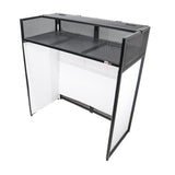 VISTA DJ Booth Facade Table Station with White and Black Scrim kit and Padded Travel Bag | Black Hardware
