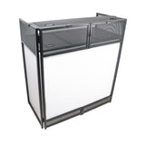VISTA DJ Booth Facade Table Station with White and Black Scrim kit and Padded Travel Bag | Black Hardware