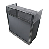 VISTA DJ Booth Facade Table Station with White and Black Scrim kit and Padded Travel Bag | Black Hardware