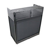 VISTA DJ Booth Facade Table Station with White and Black Scrim kit and Padded Travel Bag | Black Hardware
