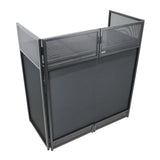 VISTA DJ Booth Facade Table Station with White and Black Scrim kit and Padded Travel Bag | Black Hardware