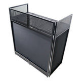 VISTA DJ Booth Facade Table Station with White and Black Scrim kit and Padded Travel Bag | Black Hardware