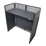 VISTA DJ Booth Facade Table Station with White and Black Scrim kit and Padded Travel Bag | Black Hardware