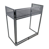 VISTA DJ Booth Facade Table Station with White and Black Scrim kit and Padded Travel Bag | Black Hardware