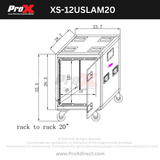 12U 20" Deep Vertical Rack to Rack Shock Mount Case with 2 Sliding Slam Doors & 4" Caster Wheels