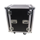 14U Vertical Amp Rack Mount Flight Case with Caster Wheels