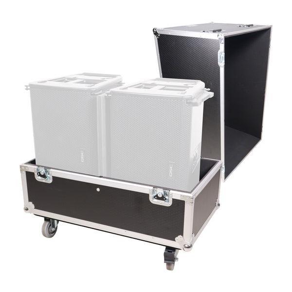 Universal Dual Speaker Flight Case Fits (2) QSC KLA12 LA112 EV ETX12P - 25x17x15 in.