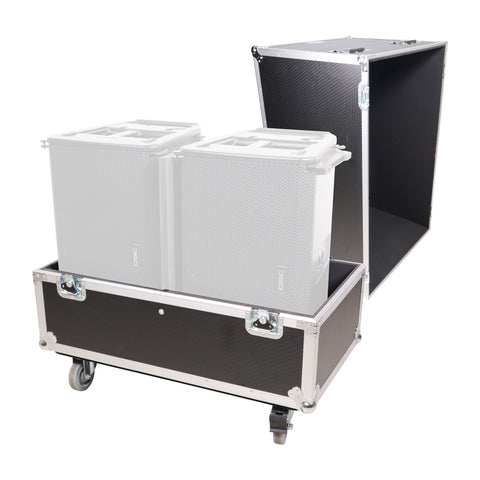 Universal Dual Speaker Flight Case Fits (2) QSC KLA12 LA112 EV ETX12P - 25x17x15 in.