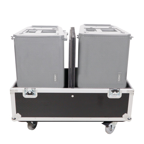 Universal Dual Speaker Flight Case Fits (2) QSC KLA12 LA112 EV ETX12P - 25x17x15 in.