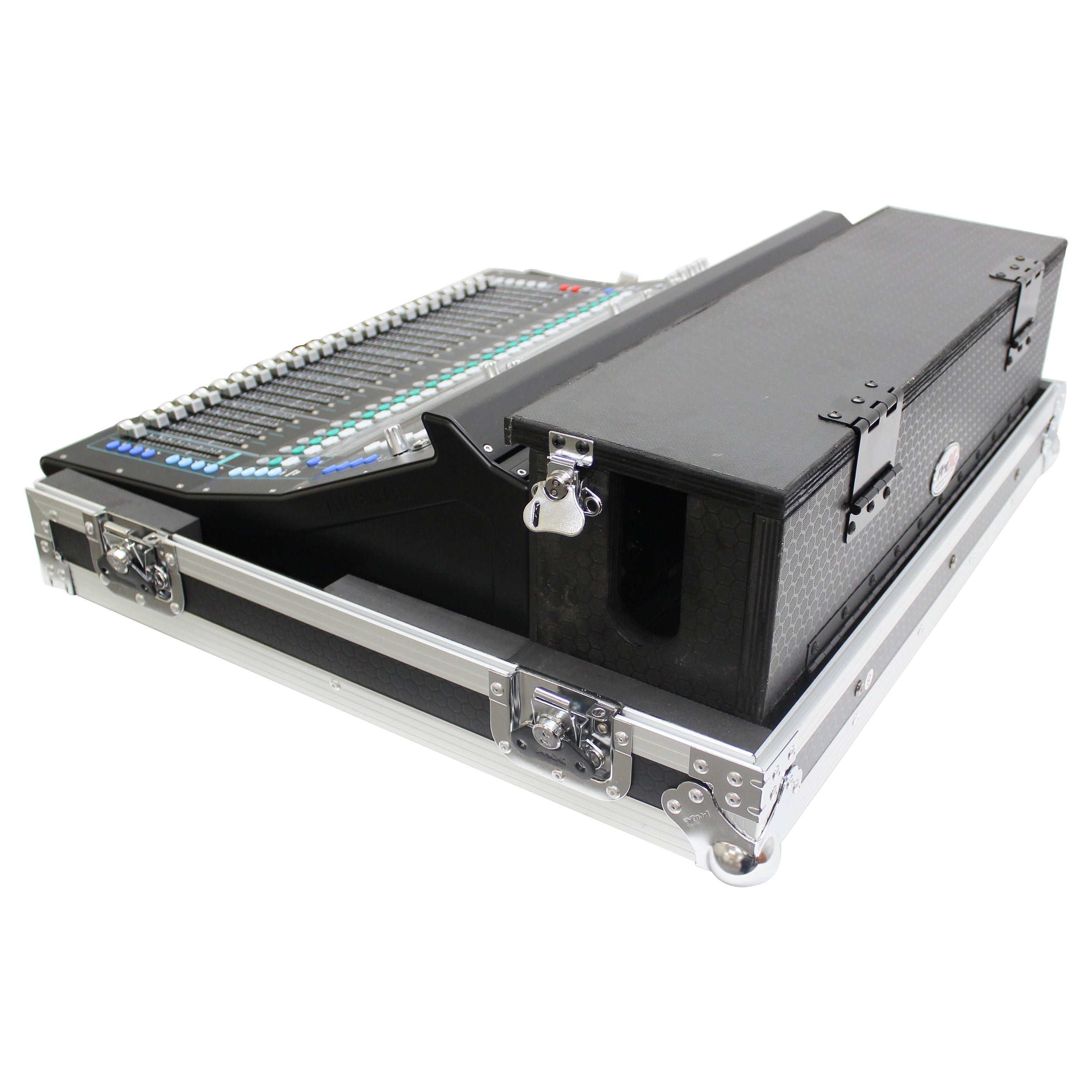 ATA Digital Audio Mixer Flight Case for Allen & Heath SQ7 Console with Doghouse compartment and Caster wheels