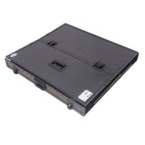 Transformer Flight Case Style Folding DJ Table and Workstation with Smooth Rolling Wheels Black Finish