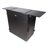 Transformer Flight Case Style Folding DJ Table and Workstation with Smooth Rolling Wheels Black Finish