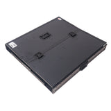 Transformer Flight Case Style Folding DJ Table and Workstation with Smooth Rolling Wheels Black Finish