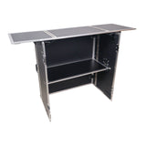 Transformer Flight Case Style Folding DJ Table and Workstation with Smooth Rolling Wheels