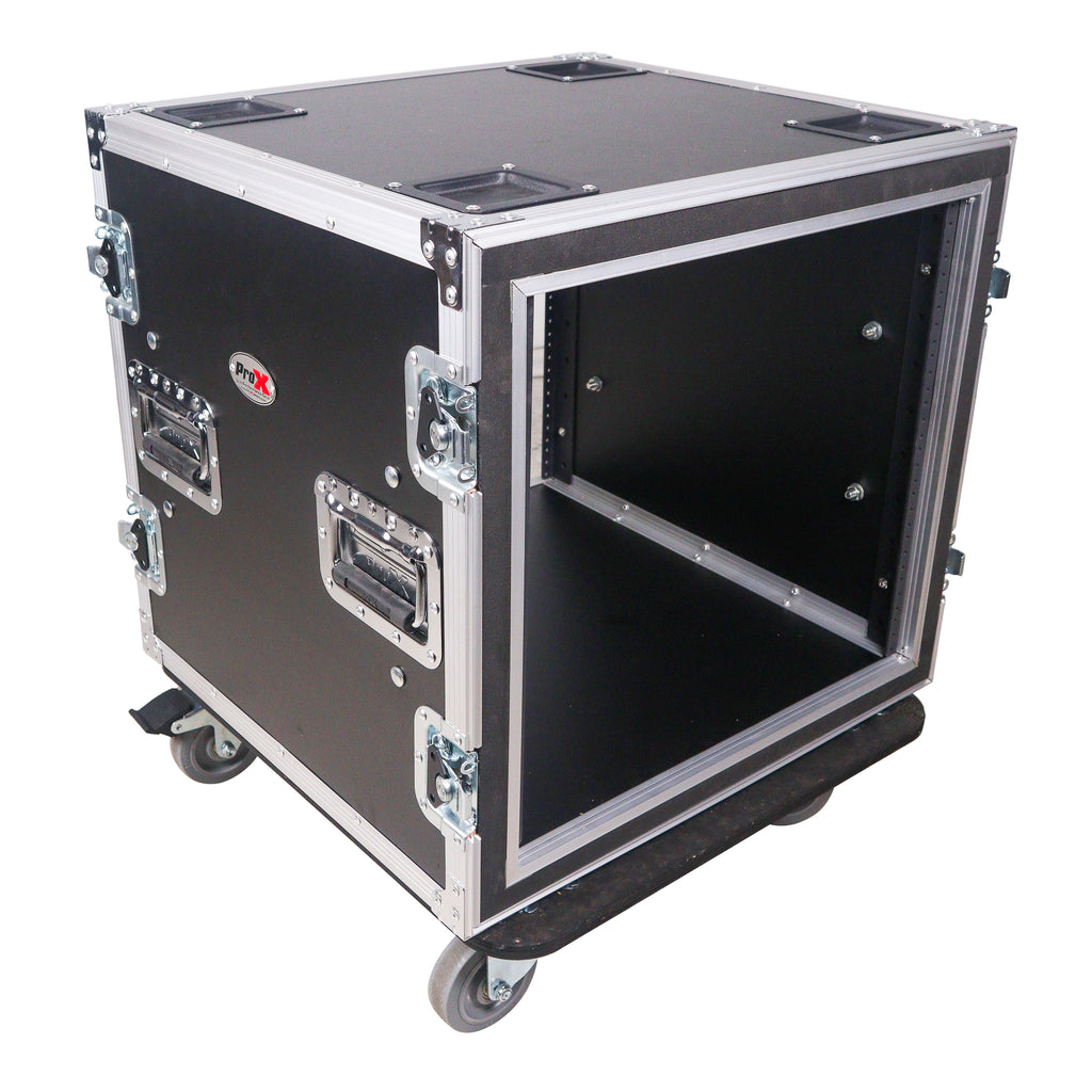 ATA Style 10U Space Shockproof Amp Rack Mount Case 20 inch Depth with Caster Wheels