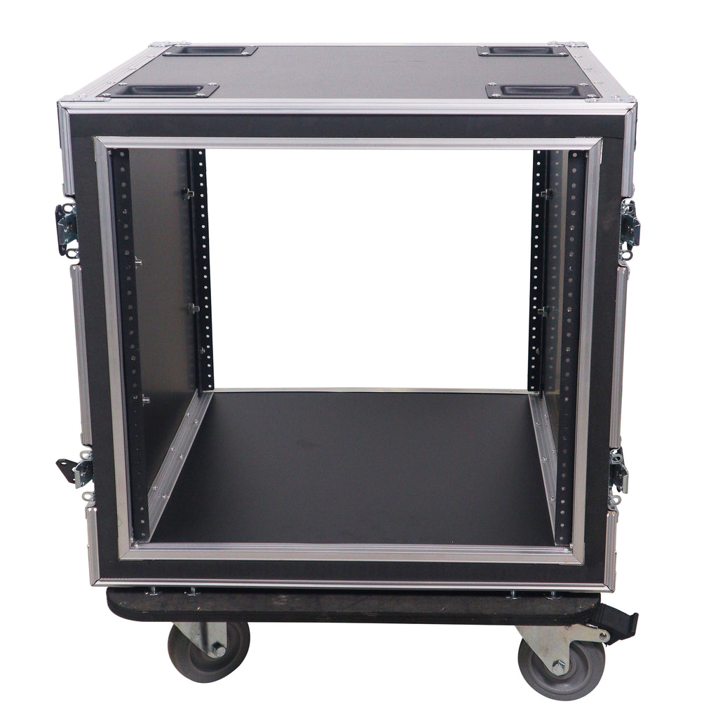 ATA Style 10U Space Shockproof Amp Rack Mount Case 20 inch Depth with Caster Wheels