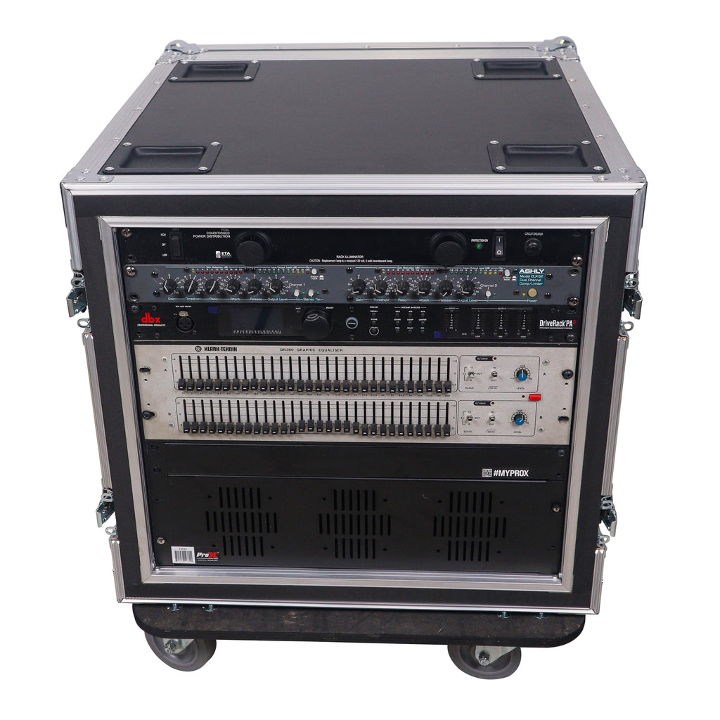ATA Style 10U Space Shockproof Amp Rack Mount Case 20 inch Depth with Caster Wheels