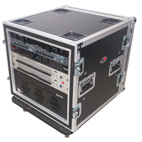 ATA Style 10U Space Shockproof Amp Rack Mount Case 20 inch Depth with Caster Wheels