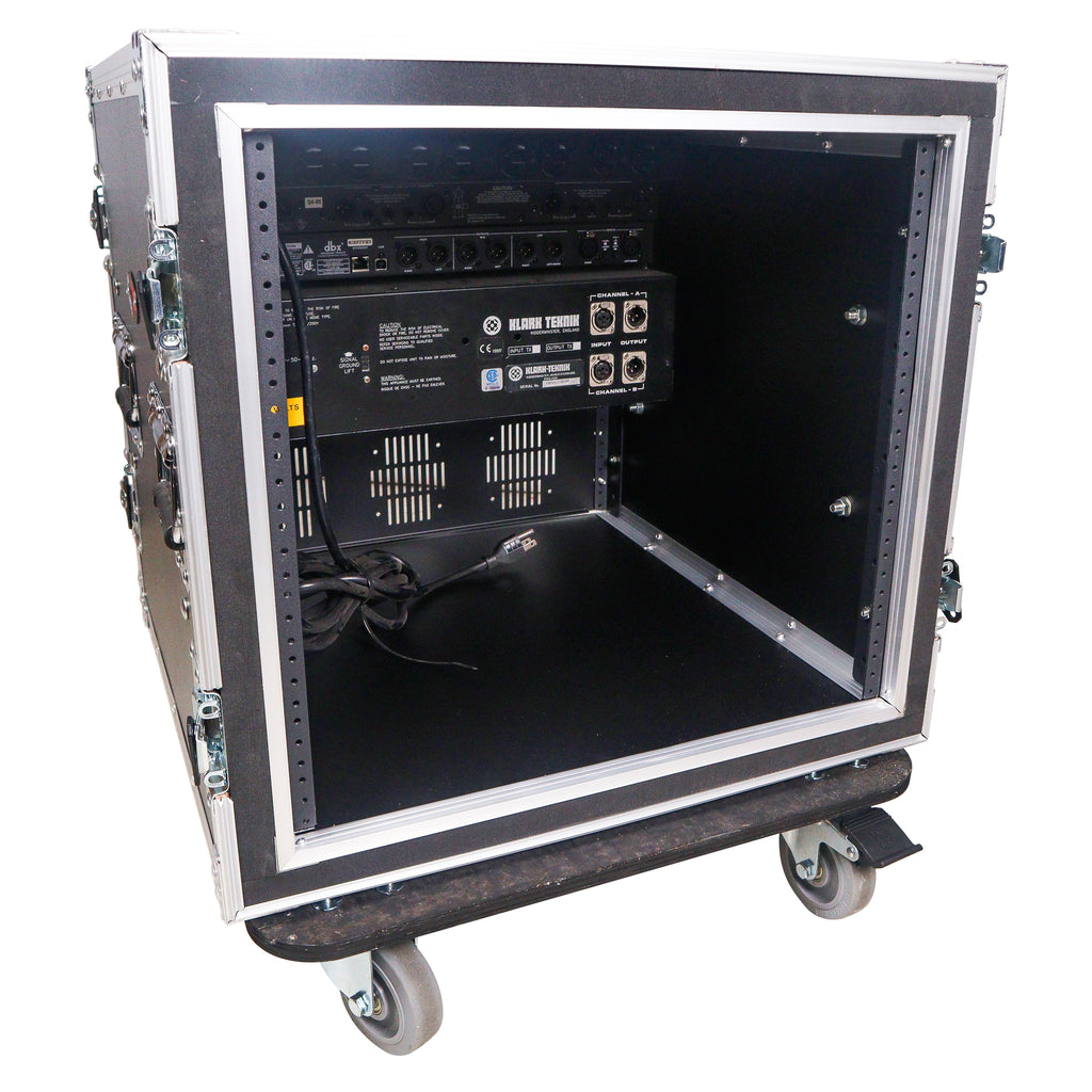 ATA Style 10U Space Shockproof Amp Rack Mount Case 20 inch Depth with Caster Wheels