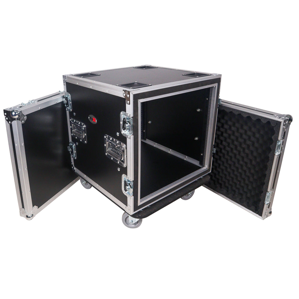 ATA Style 10U Space Shockproof Amp Rack Mount Case 20 inch Depth with Caster Wheels