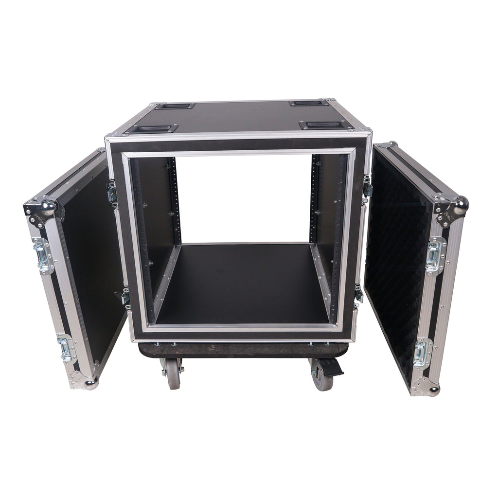 ATA Style 10U Space Shockproof Amp Rack Mount Case 20 inch Depth with Caster Wheels