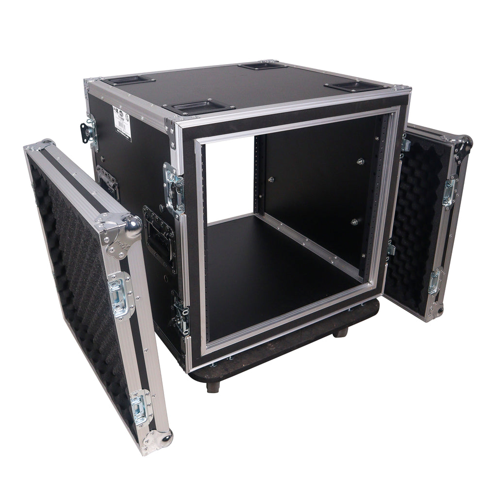 ATA Style 10U Space Shockproof Amp Rack Mount Case 20 inch Depth with Caster Wheels