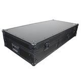 Flight Coffin Case For 12" Rane 72 Mixer and 2 Turntables in Battle Mode W/ Laptop Shelf and Wheels Black on Black
