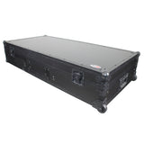 Flight Coffin Case For 12" Rane 72 Mixer and 2 Turntables in Battle Mode W/ Laptop Shelf and Wheels Black on Black