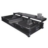 Flight Coffin Case For 12" Rane 72 Mixer and 2 Turntables in Battle Mode W/ Laptop Shelf and Wheels Black on Black