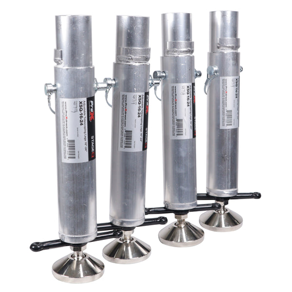 Set of (4)Telescoping Stage Legs with Ball Joint Adjusts from 16 to 24 inches compatible with ProX StageQ™ Platforms