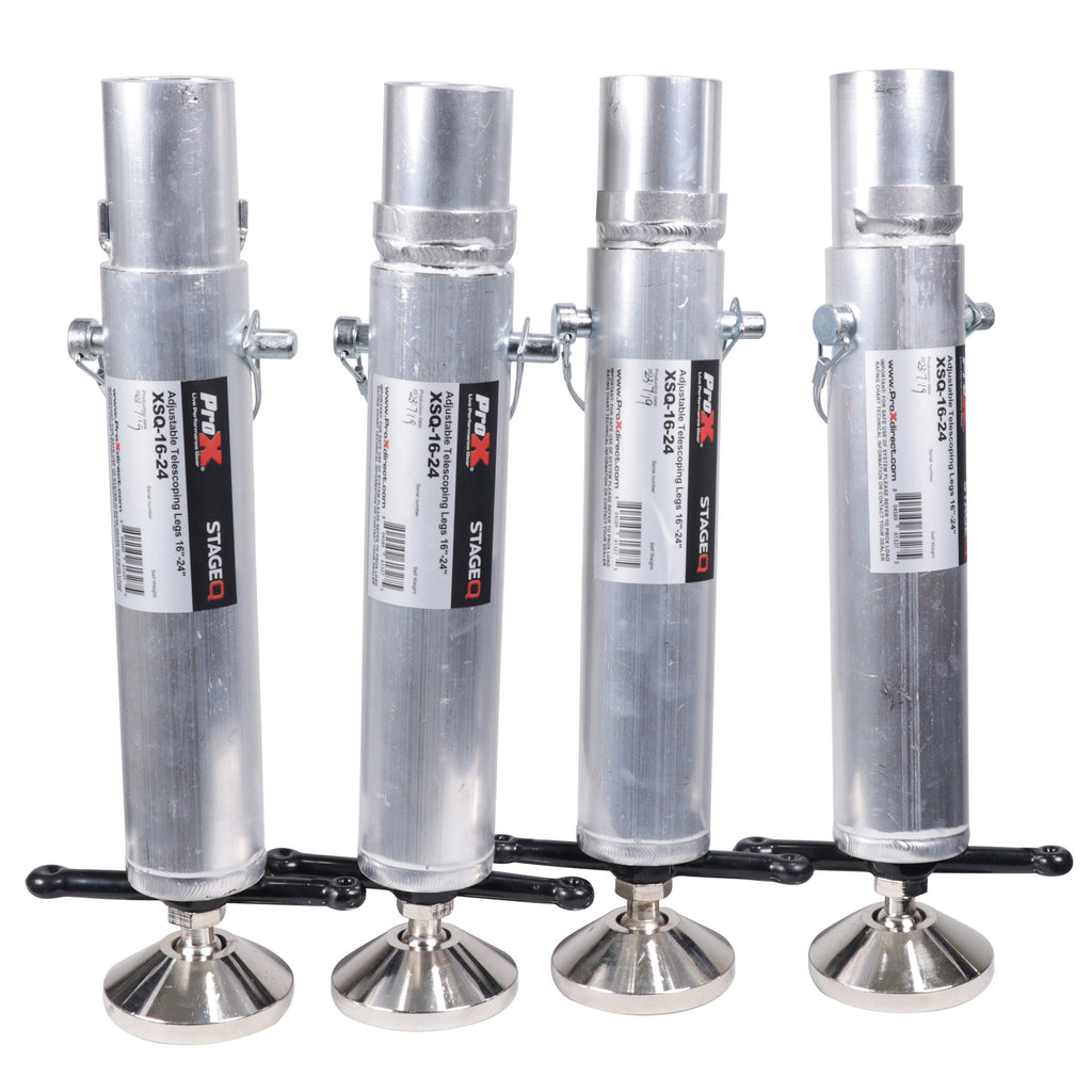 Set of (4)Telescoping Stage Legs with Ball Joint Adjusts from 16 to 24 inches compatible with ProX StageQ™ Platforms