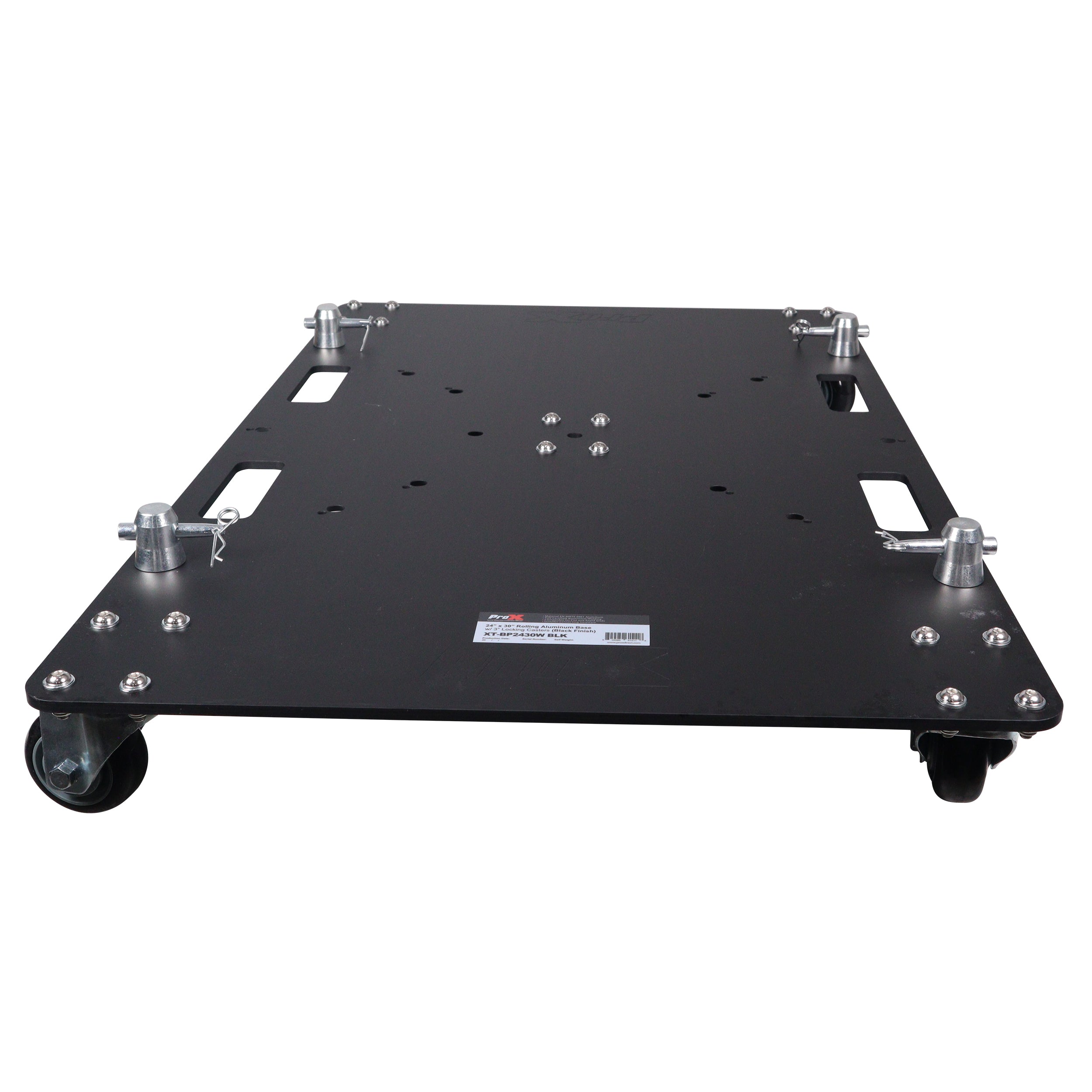 24 x 30 inch Rolling Base Plate for Rapid Grid Modular Truss System with locking casters - Black Finish