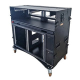 Mobile AV Broadcasting Streaming Recording Studio Workstation Case with 2x 4U Top 2x 12U Bottom Black Finish