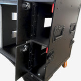 Mobile AV Broadcasting Streaming Recording Studio Workstation Case with 2x 4U Top 2x 12U Bottom Black Finish