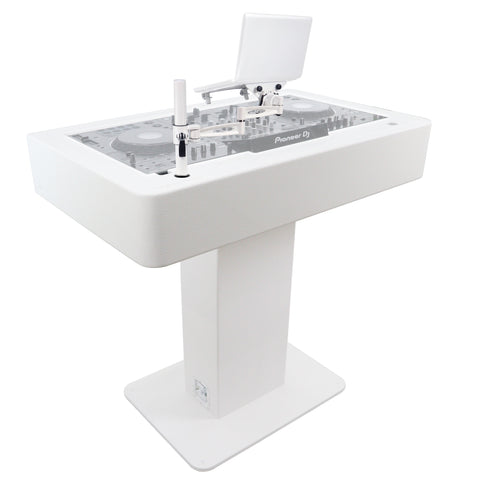 Control Tower DJ Podium 2x 1U Rack Space with Road Cases for Pioneer DDJ-REV7 XDJ-XZ FLX10 RANE Four - White Finish