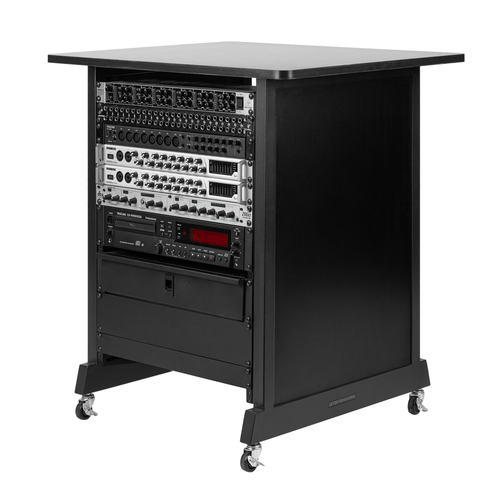 14U Wood Rack Cabinet, Black