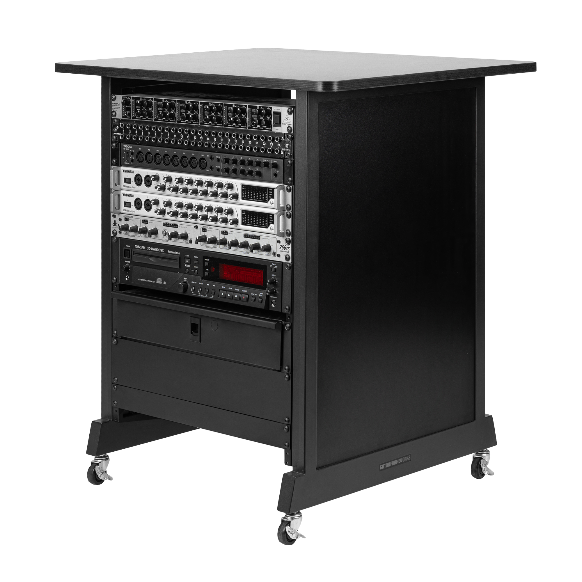 14U Wood Rack Cabinet, Black