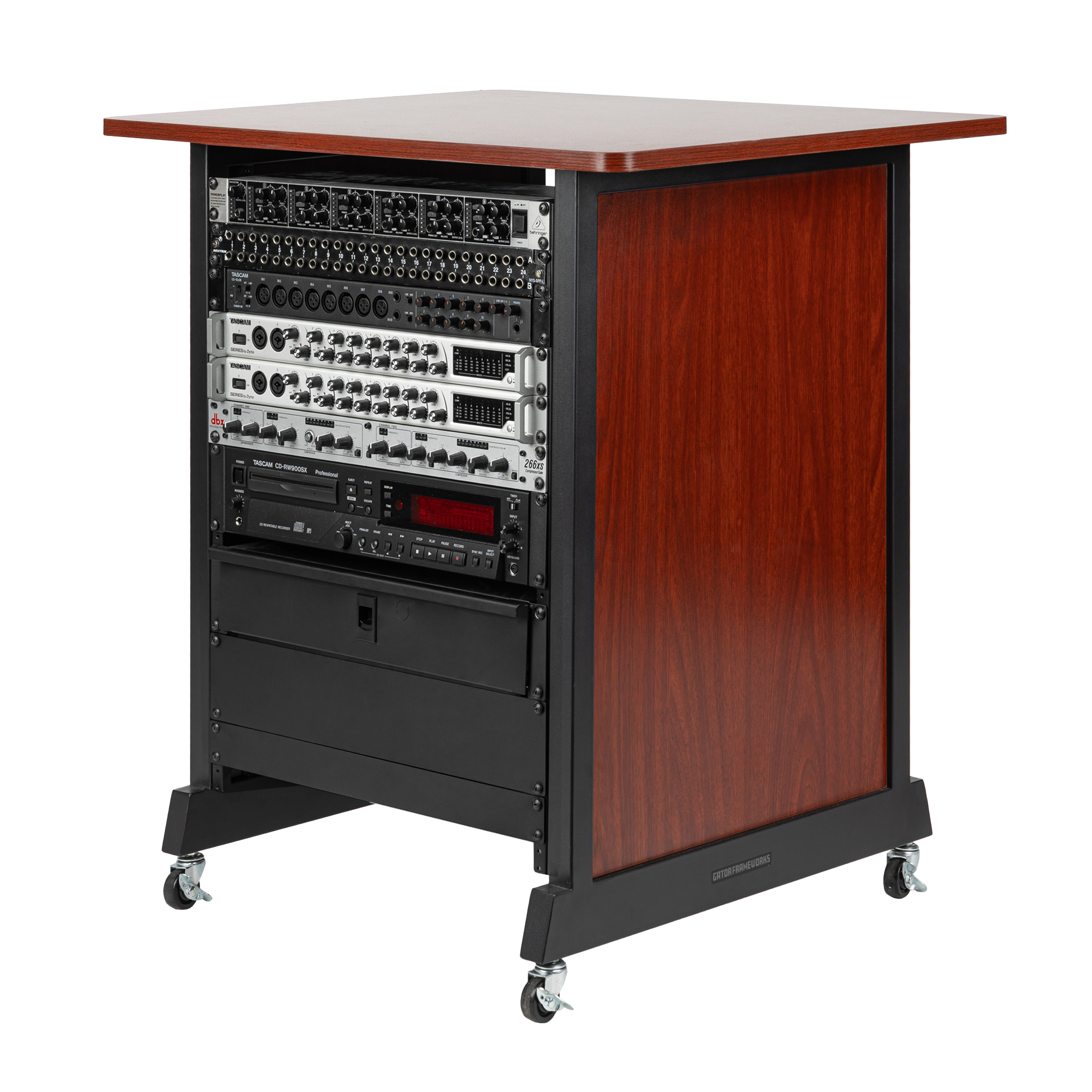14U Wood Rack Cabinet, Cherry