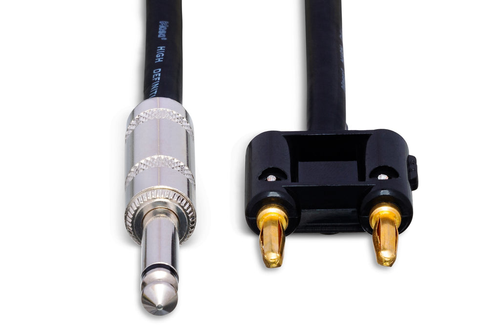 Speaker Cable, Hosa 1/4 in TS to Dual Banana - Front